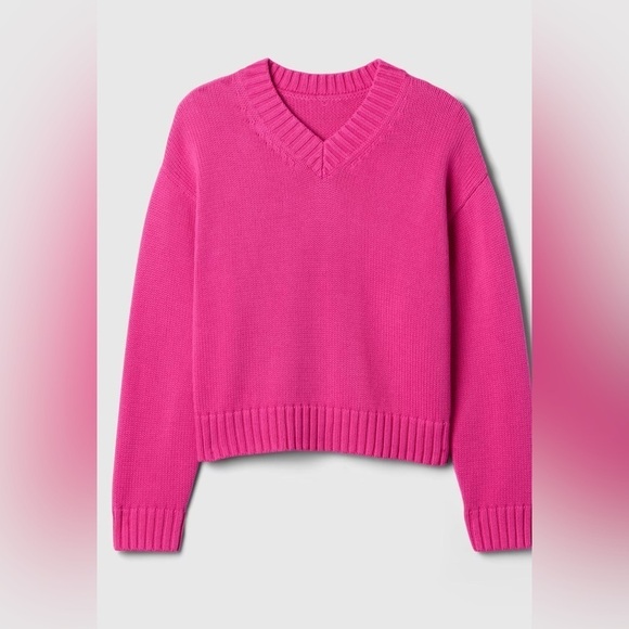 Gap Oversized V-Neck Sweater ColorSuper neon pink  women size small - Picture 4 of 7